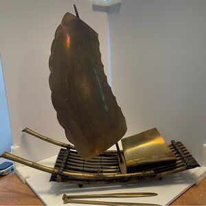 Mid-Century Brass‎ Asian Style Sailboat Sculpture